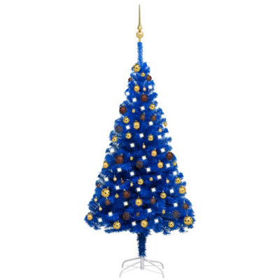 Berkfield Artificial Christmas Tree with LEDs&Ball Set Blue 150 cm PVC Price Comparisons | Compare The Build