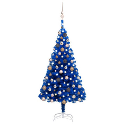 Berkfield Artificial Christmas Tree With LEDs&Ball Set Blue 150 Cm PVC ...