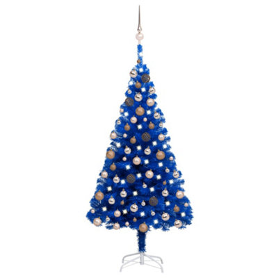 Berkfield Artificial Christmas Tree with LEDs&Ball Set Blue 180 cm PVC Price Comparisons | Compare The Build
