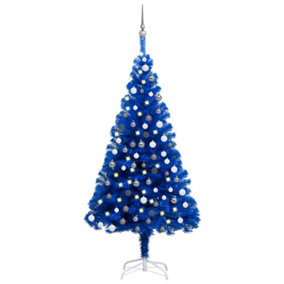 Berkfield Artificial Christmas Tree with LEDs&Ball Set Blue 180 cm PVC