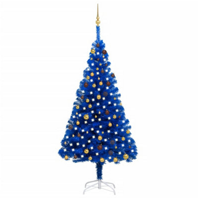 Berkfield Artificial Christmas Tree with LEDs&Ball Set Blue 210 cm PVC Price Comparisons | Compare The Build
