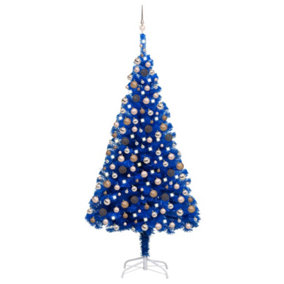 Berkfield Artificial Christmas Tree with LEDs&Ball Set Blue 210 cm PVC