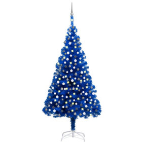 Berkfield Artificial Christmas Tree with LEDs&Ball Set Blue 210 cm PVC
