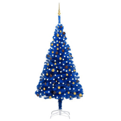 Berkfield Artificial Christmas Tree with LEDs&Ball Set Blue 240 cm PVC Price Comparisons | Compare The Build