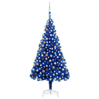 Berkfield Artificial Christmas Tree with LEDs&Ball Set Blue 240 cm PVC Price Comparisons | Compare The Build