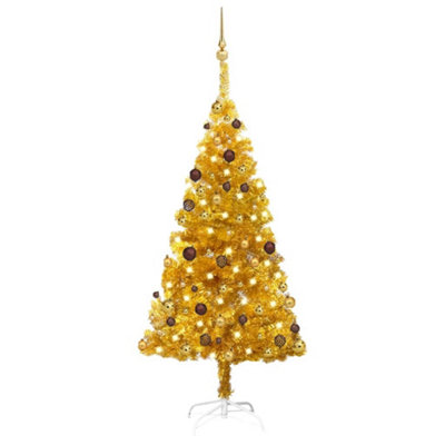 Berkfield Artificial Christmas Tree with LEDs&Ball Set Gold 150 cm PET Price Comparisons | Compare The Build