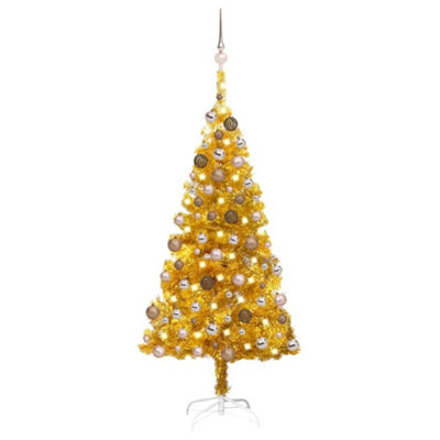 Berkfield Artificial Christmas Tree with LEDs&Ball Set Gold 150 cm PET Price Comparisons | Compare The Build