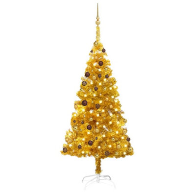 Berkfield Artificial Christmas Tree with LEDs&Ball Set Gold 180 cm PET Price Comparisons | Compare The Build