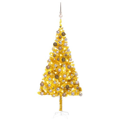 Berkfield Artificial Christmas Tree with LEDs&Ball Set Gold 180 cm PET Price Comparisons | Compare The Build