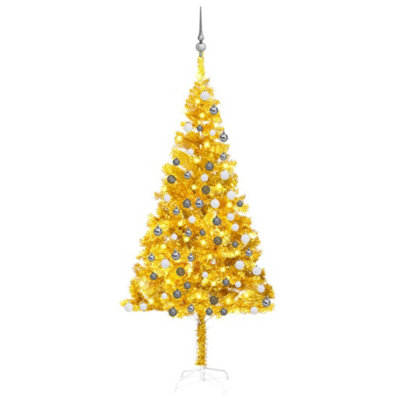 Berkfield Artificial Christmas Tree with LEDs&Ball Set Gold 180 cm PET Price Comparisons | Compare The Build