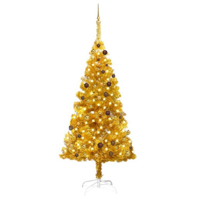 Berkfield Artificial Christmas Tree with LEDs&Ball Set Gold 210 cm PET Price Comparisons | Compare The Build
