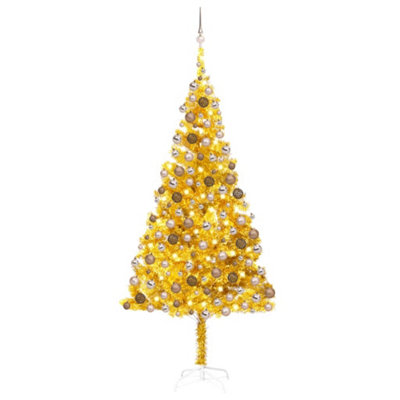Berkfield Artificial Christmas Tree with LEDs&Ball Set Gold 210 cm PET Price Comparisons | Compare The Build