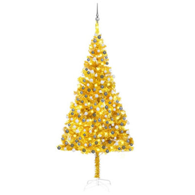 Berkfield Artificial Christmas Tree with LEDs&Ball Set Gold 210 cm PET Price Comparisons | Compare The Build