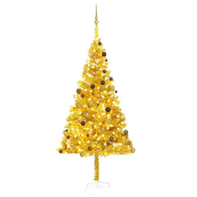 Berkfield Artificial Christmas Tree with LEDs&Ball Set Gold 240 cm PET Price Comparisons | Compare The Build
