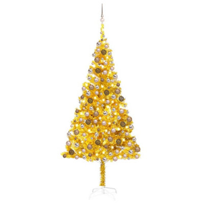 Berkfield Artificial Christmas Tree with LEDs&Ball Set Gold 240 cm PET Price Comparisons | Compare The Build