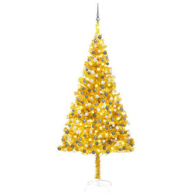 Berkfield Artificial Christmas Tree with LEDs&Ball Set Gold 240 cm PET