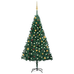 Berkfield Artificial Christmas Tree with LEDs&Ball Set Green 180 cm PVC