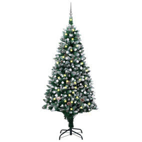 Berkfield Artificial Christmas Tree with LEDs&Ball Set&Pine Cones 210 cm
