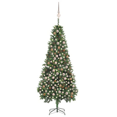 Berkfield Artificial Christmas Tree with LEDs&Ball Set&Pine Cones 210 cm Price Comparisons | Compare The Build
