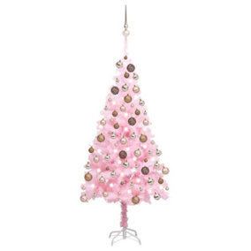 Berkfield Artificial Christmas Tree with LEDs&Ball Set Pink 180 cm PVC