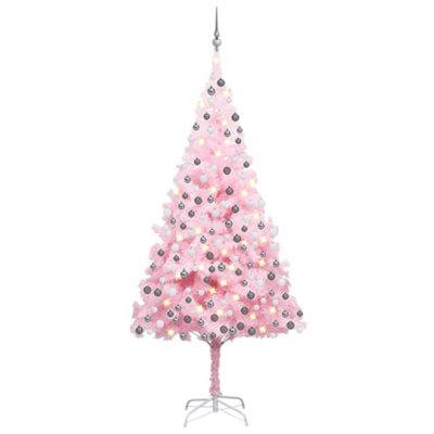 Berkfield Artificial Christmas Tree With LEDs&Ball Set Pink 240 Cm PVC ...