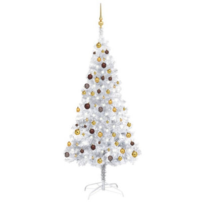 Berkfield Artificial Christmas Tree with LEDs&Ball Set Silver 180 cm PET Price Comparisons | Compare The Build