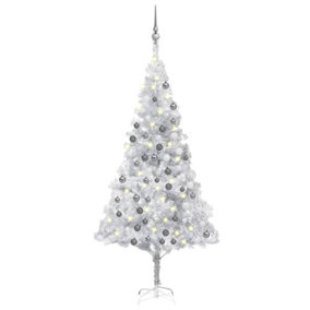 Berkfield Artificial Christmas Tree with LEDs&Ball Set Silver 180 cm PET