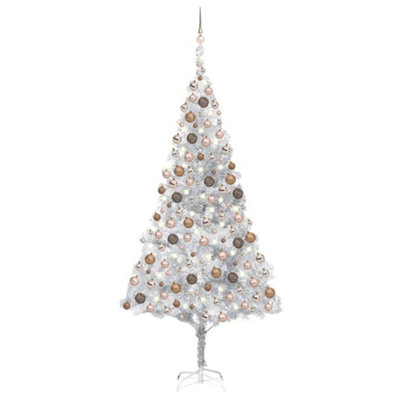 Berkfield Artificial Christmas Tree with LEDs&Ball Set Silver 210 cm PET Price Comparisons | Compare The Build