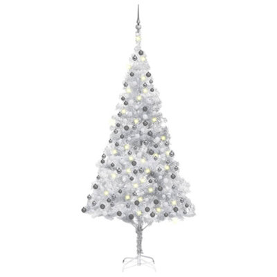 Berkfield Artificial Christmas Tree with LEDs&Ball Set Silver 210 cm PET Price Comparisons | Compare The Build