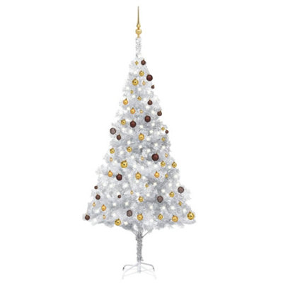 Berkfield Artificial Christmas Tree with LEDs&Ball Set Silver 240 cm PET Price Comparisons | Compare The Build
