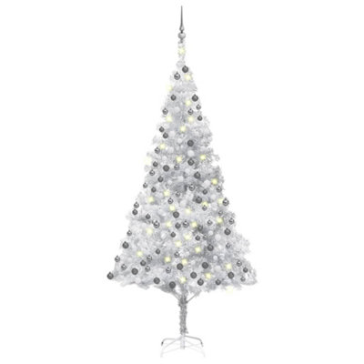 Berkfield Artificial Christmas Tree with LEDs&Ball Set Silver 240 cm PET Price Comparisons | Compare The Build