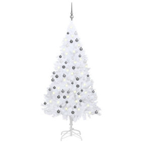 Berkfield Artificial Christmas Tree with LEDs&Ball Set White 120 cm PVC