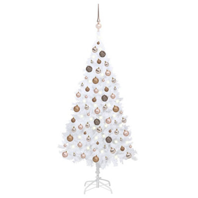 Berkfield Artificial Christmas Tree with LEDs&Ball Set White 150 cm PVC Price Comparisons | Compare The Build
