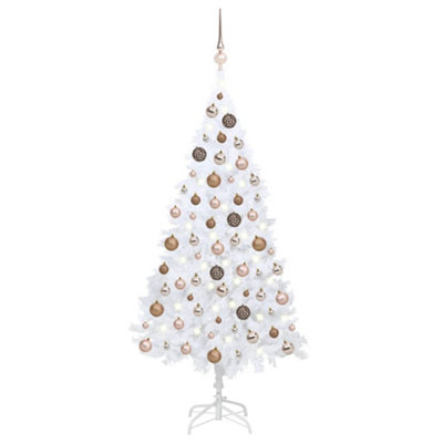 Berkfield Artificial Christmas Tree with LEDs&Ball Set White 180 cm PVC Price Comparisons | Compare The Build
