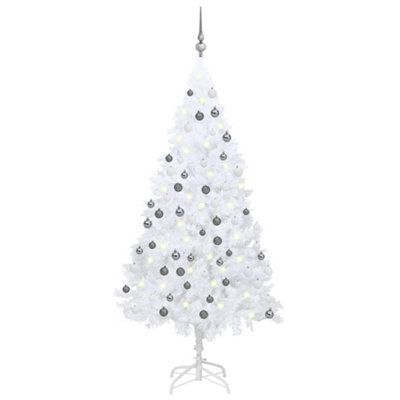 Berkfield Artificial Christmas Tree with LEDs&Ball Set White 180 cm PVC Price Comparisons | Compare The Build
