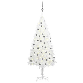 Berkfield Artificial Christmas Tree with LEDs&Ball Set White 180 cm