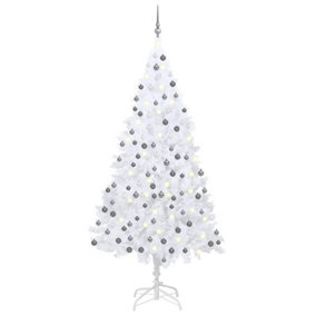 Berkfield Artificial Christmas Tree with LEDs&Ball Set White 210 cm PVC