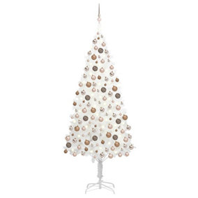 Berkfield Artificial Christmas Tree with LEDs&Ball Set White 210 cm