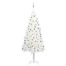 Berkfield Artificial Christmas Tree with LEDs&Ball Set White 240 cm