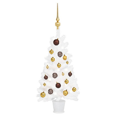 Berkfield Artificial Christmas Tree with LEDs&Ball Set White 90 cm Price Comparisons | Compare The Build