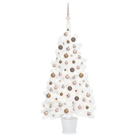 Berkfield Artificial Christmas Tree with LEDs&Ball Set White 90 cm