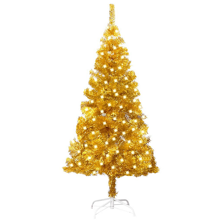 Berkfield Artificial Christmas Tree with LEDs&Stand Gold 120 cm PET ...