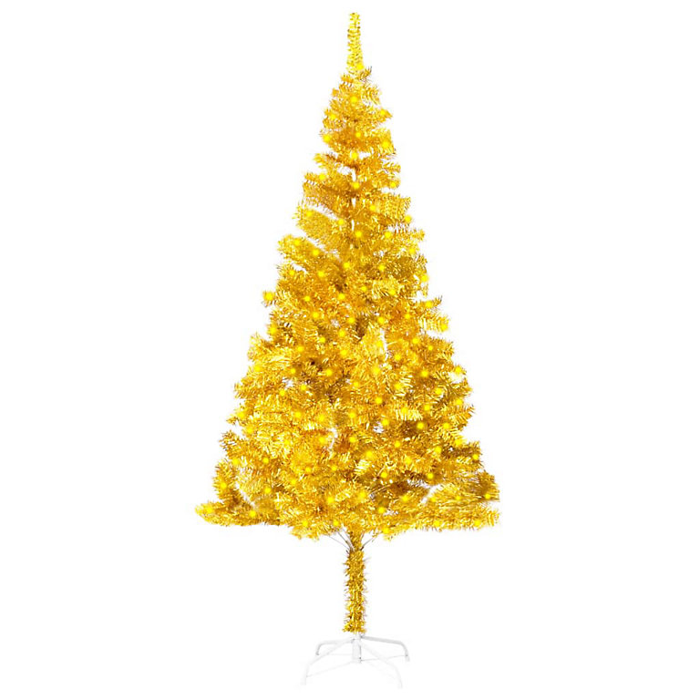 Berkfield Artificial Christmas Tree with LEDs&Stand Gold 180 cm PET ...