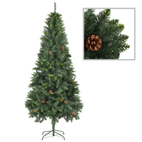 Berkfield Artificial Christmas Tree with Pine Cones Green 210 cm
