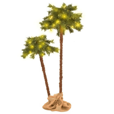 Berkfield Artificial Double Palm Tree with LEDs 105 cm&180 cm Price Comparisons | Compare The Build