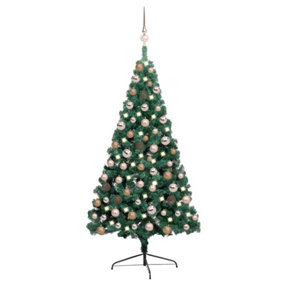 Berkfield Artificial Half Christmas Tree with LEDs&Ball Set Green 120 cm