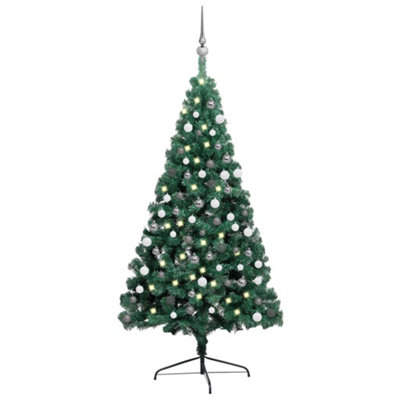 Berkfield Artificial Half Christmas Tree with LEDs&Ball Set Green 120 cm Price Comparisons | Compare The Build