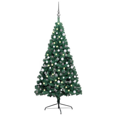 Berkfield Artificial Half Christmas Tree with LEDs&Ball Set Green 180 cm Price Comparisons | Compare The Build
