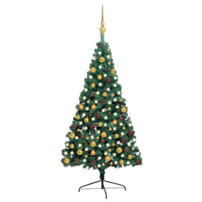 Berkfield Artificial Half Christmas Tree with LEDs&Ball Set Green 210 cm DIY at B&Q