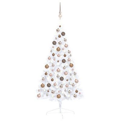 Berkfield Artificial Half Christmas Tree with LEDs&Ball Set White 120 cm Price Comparisons | Compare The Build